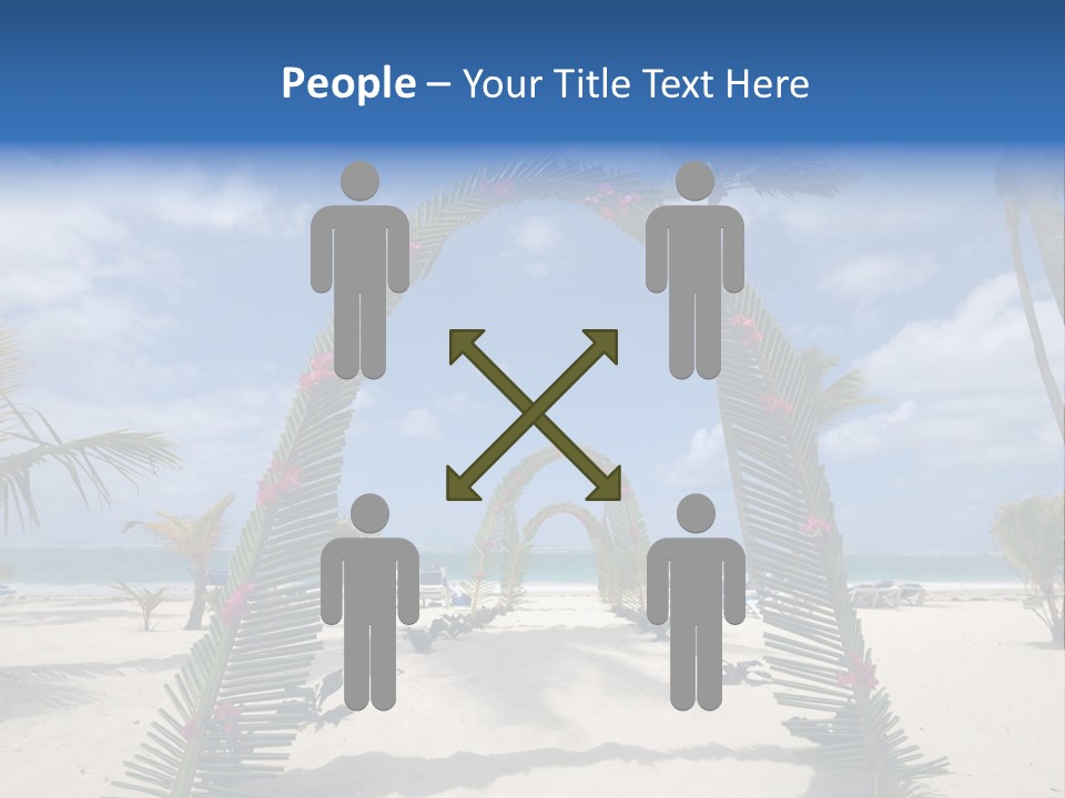 A Tropical Beach With Palm Trees And Flowers PowerPoint Template