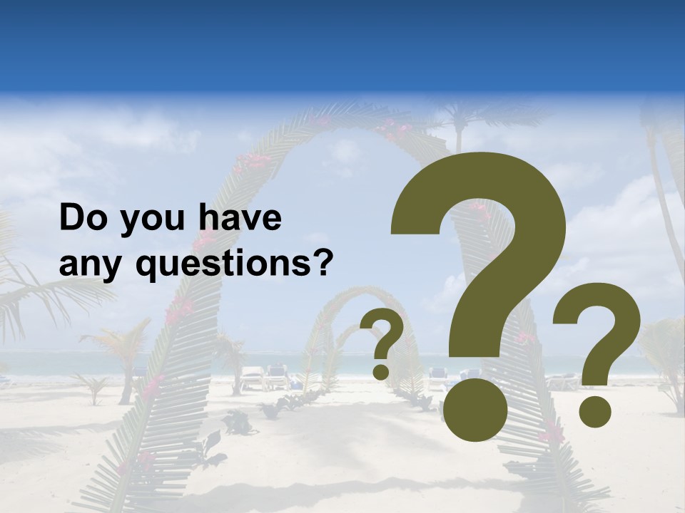 A Tropical Beach With Palm Trees And Flowers PowerPoint Template