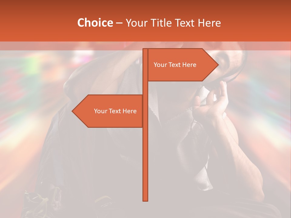 A Boy Listen Music With City Background PowerPoint Template