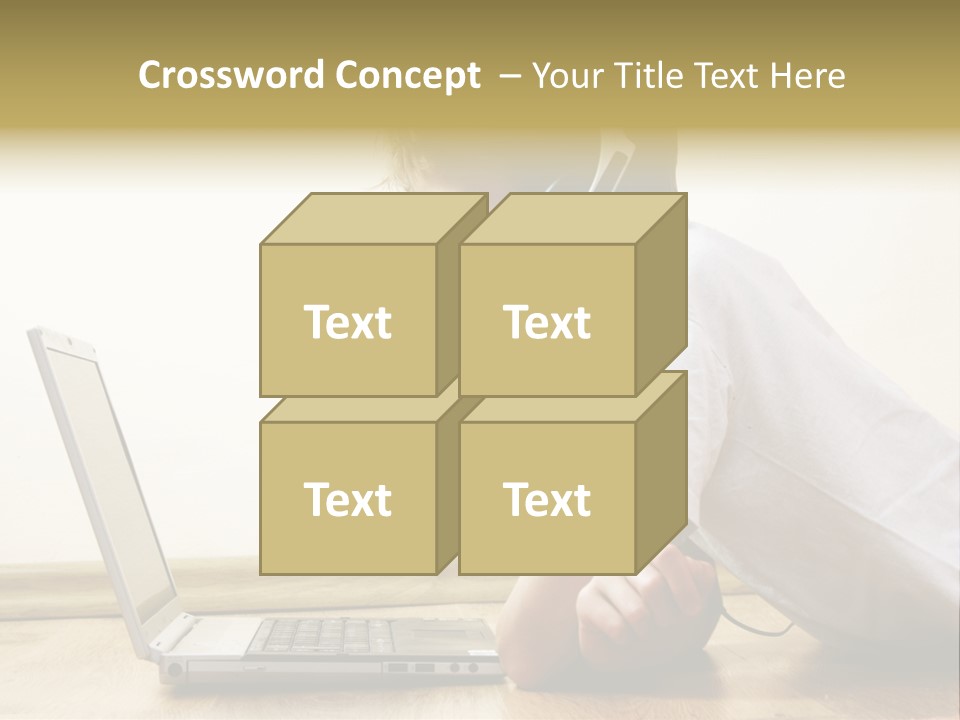 Boy Spending Time With Notebook And Modern Technology PowerPoint Template