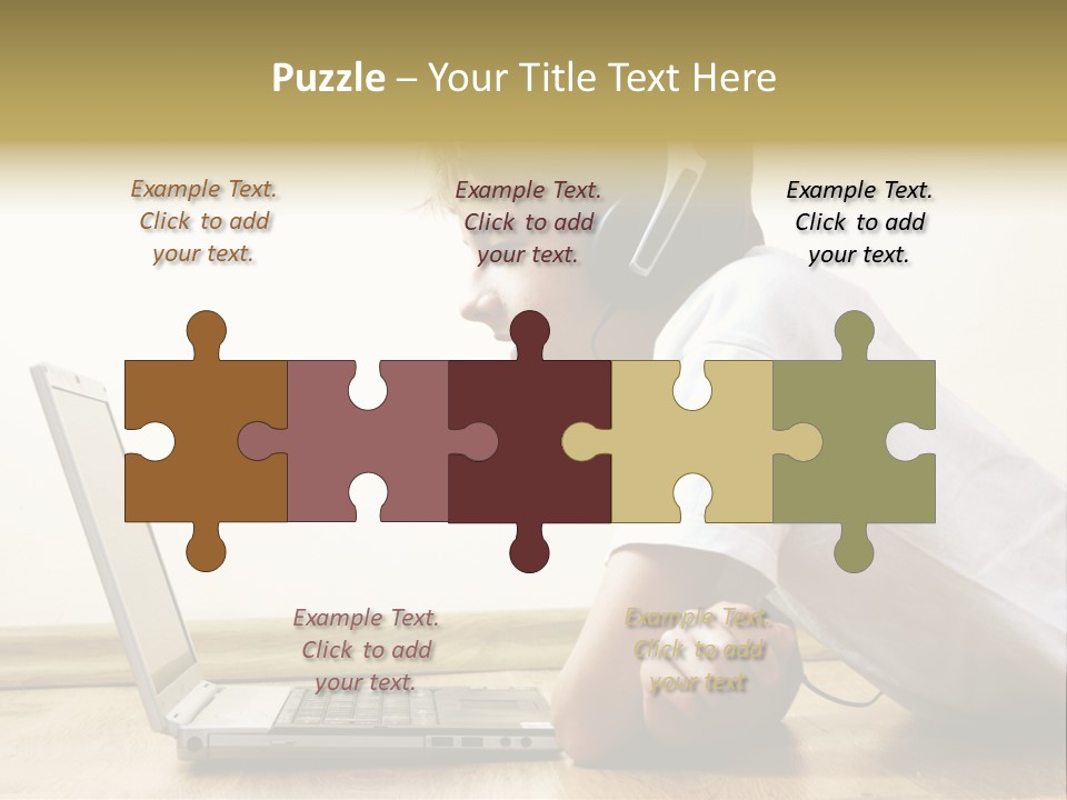 Boy Spending Time With Notebook And Modern Technology PowerPoint Template