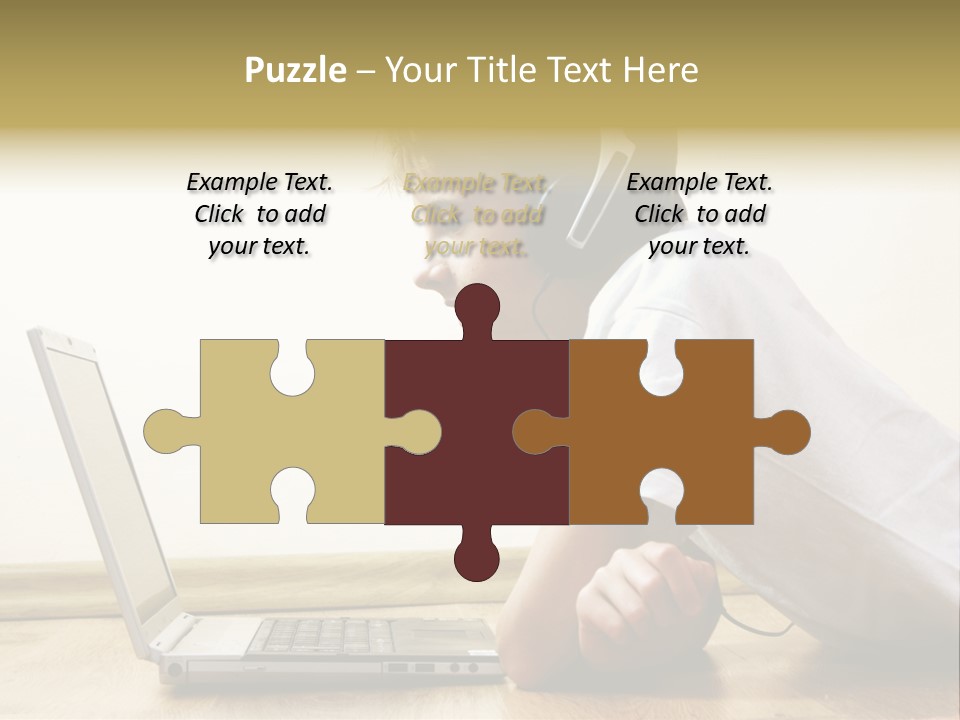 Boy Spending Time With Notebook And Modern Technology PowerPoint Template