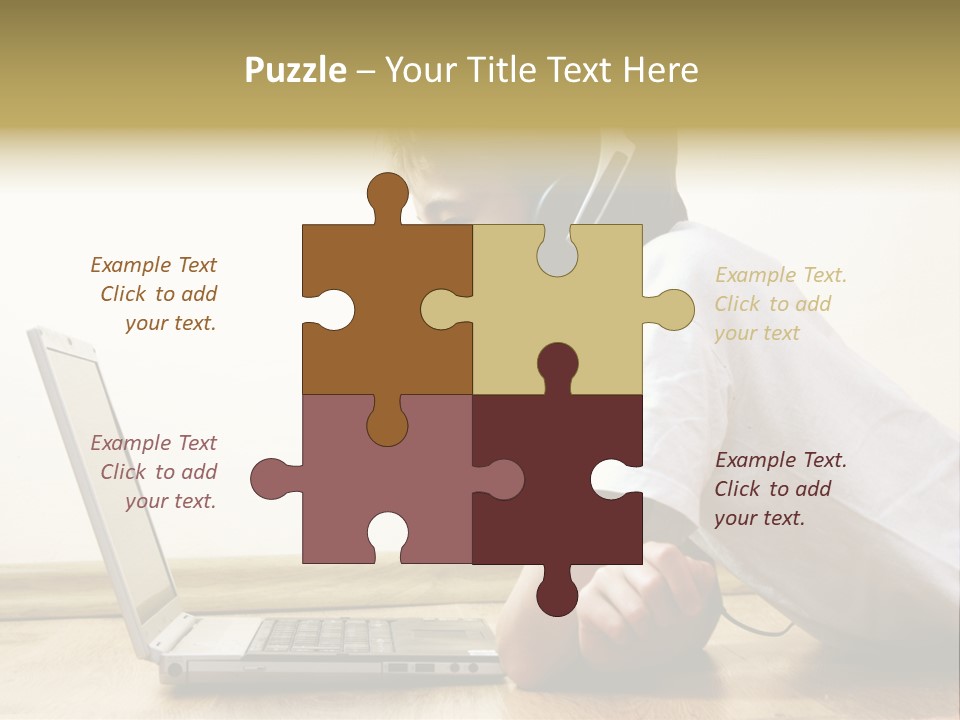 Boy Spending Time With Notebook And Modern Technology PowerPoint Template