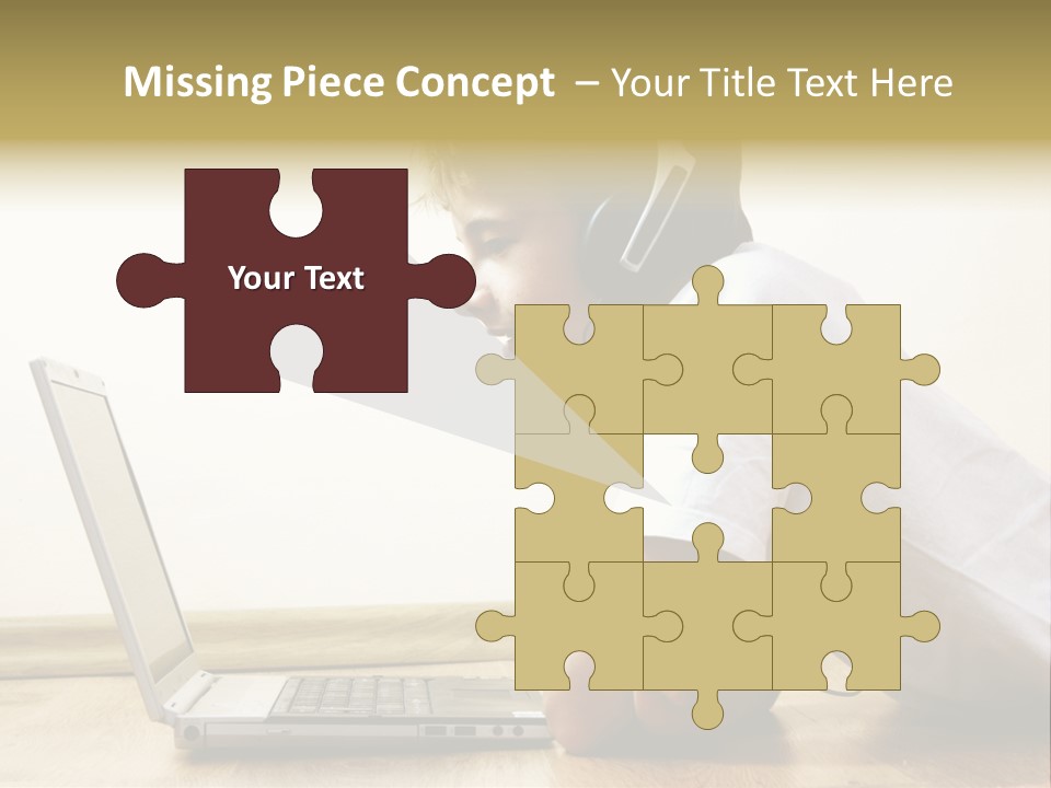 Boy Spending Time With Notebook And Modern Technology PowerPoint Template