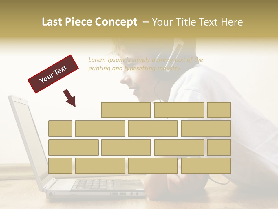 Boy Spending Time With Notebook And Modern Technology PowerPoint Template