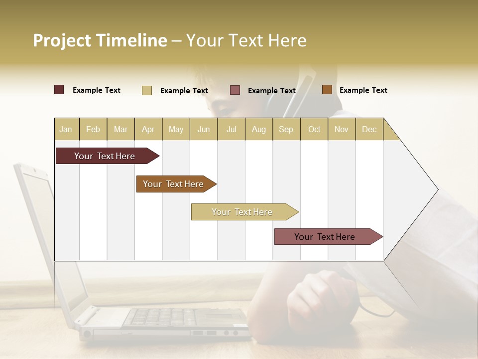 Boy Spending Time With Notebook And Modern Technology PowerPoint Template