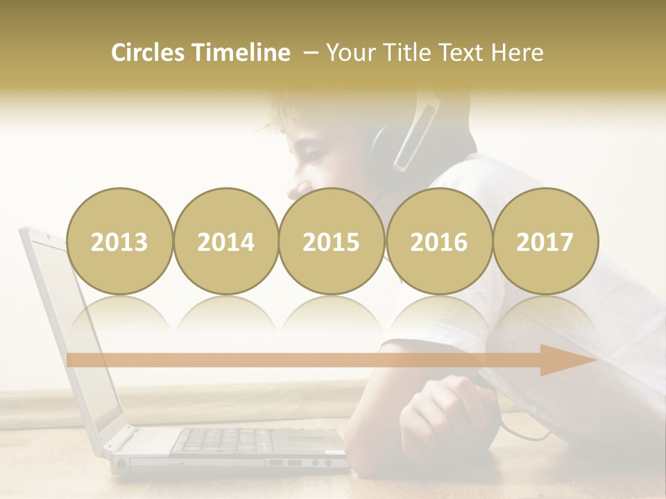 Boy Spending Time With Notebook And Modern Technology PowerPoint Template