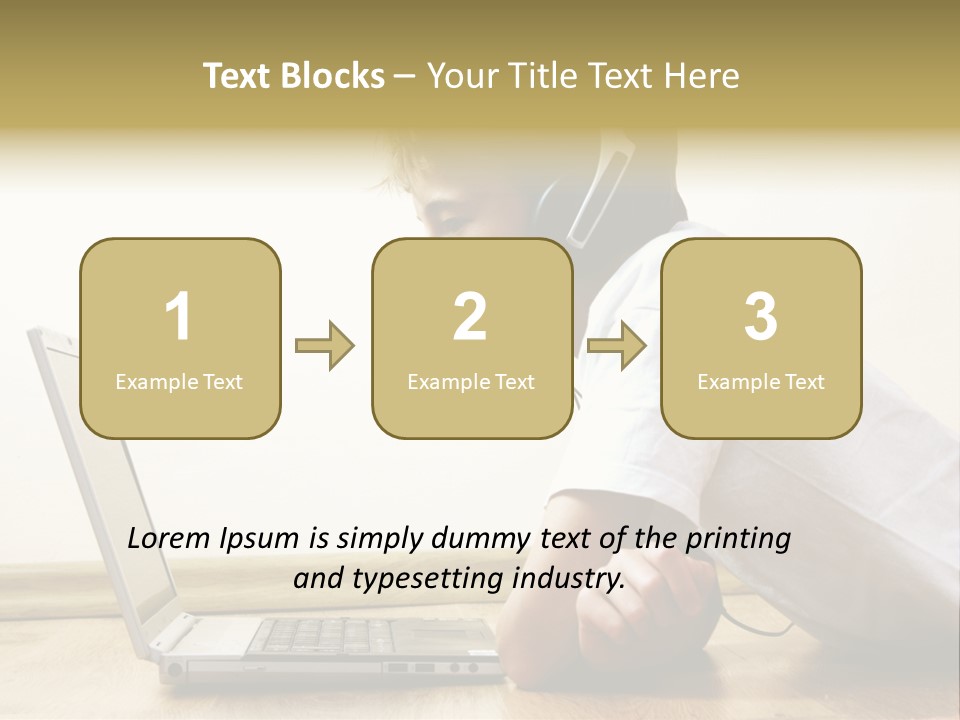 Boy Spending Time With Notebook And Modern Technology PowerPoint Template