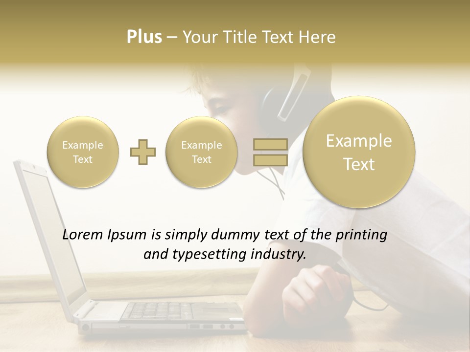 Boy Spending Time With Notebook And Modern Technology PowerPoint Template