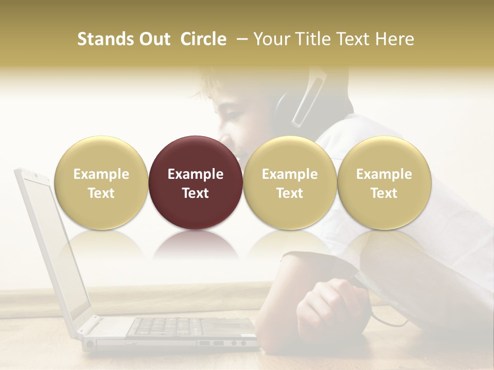 Boy Spending Time With Notebook And Modern Technology PowerPoint Template