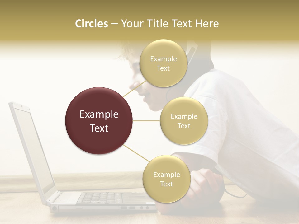 Boy Spending Time With Notebook And Modern Technology PowerPoint Template