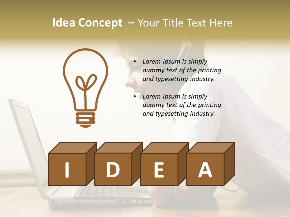 Boy Spending Time With Notebook And Modern Technology PowerPoint Template