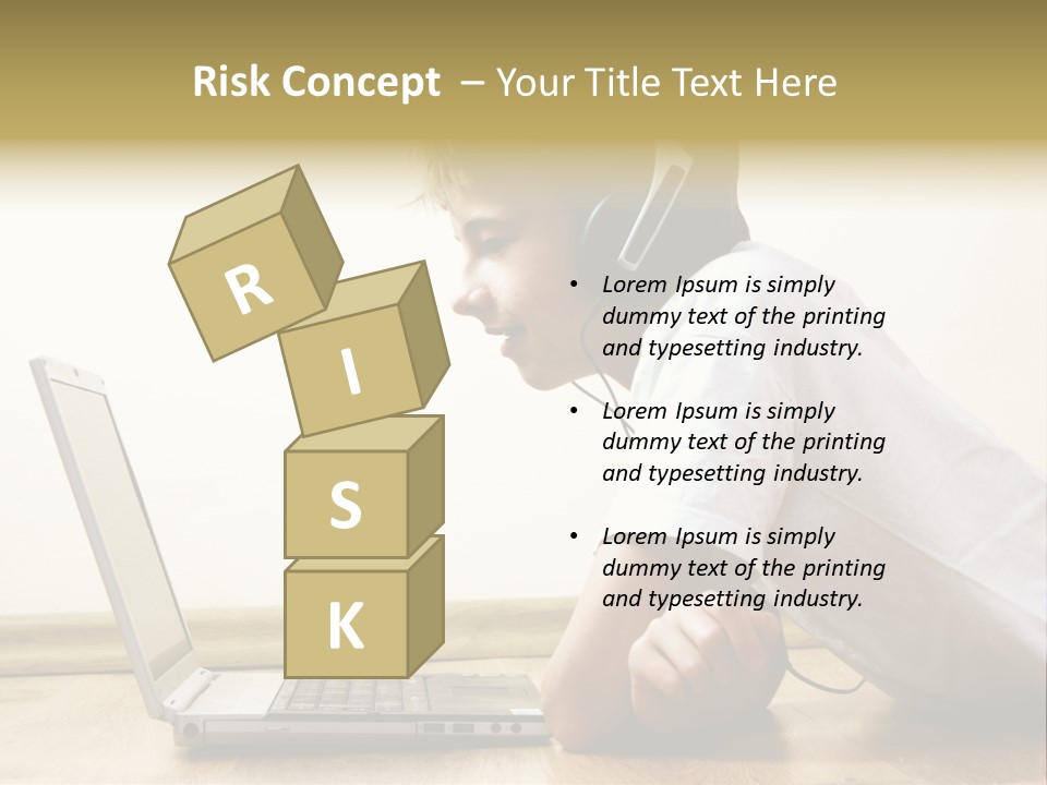 Boy Spending Time With Notebook And Modern Technology PowerPoint Template