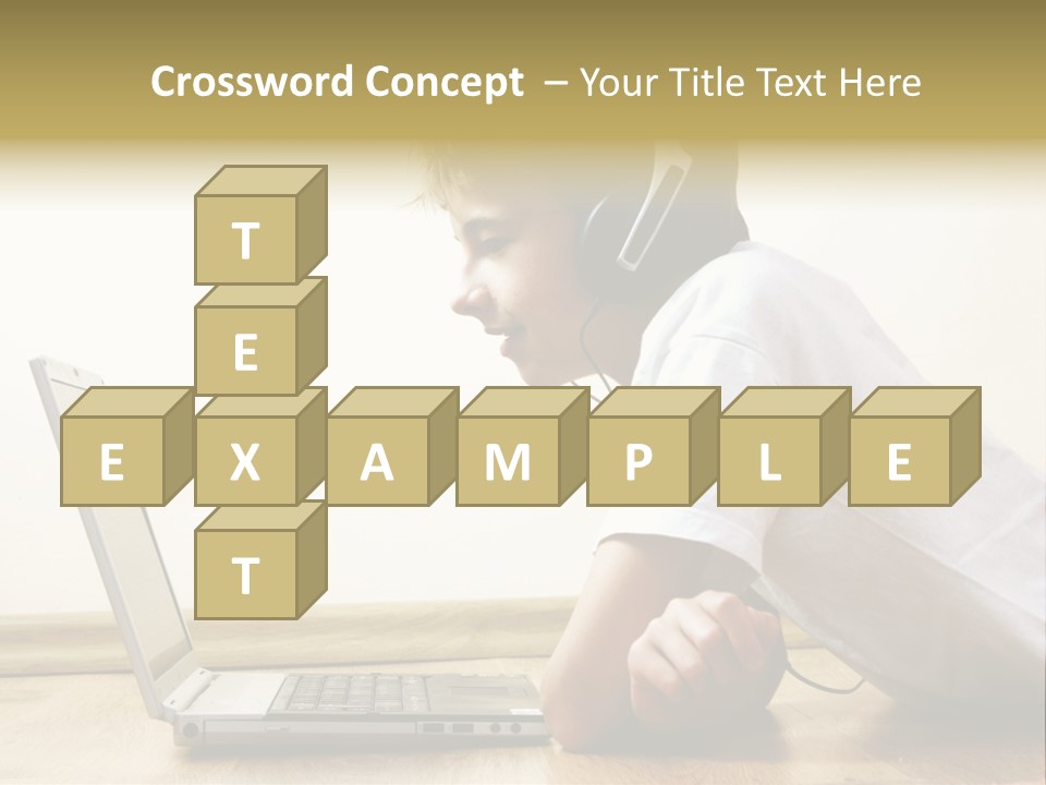 Boy Spending Time With Notebook And Modern Technology PowerPoint Template