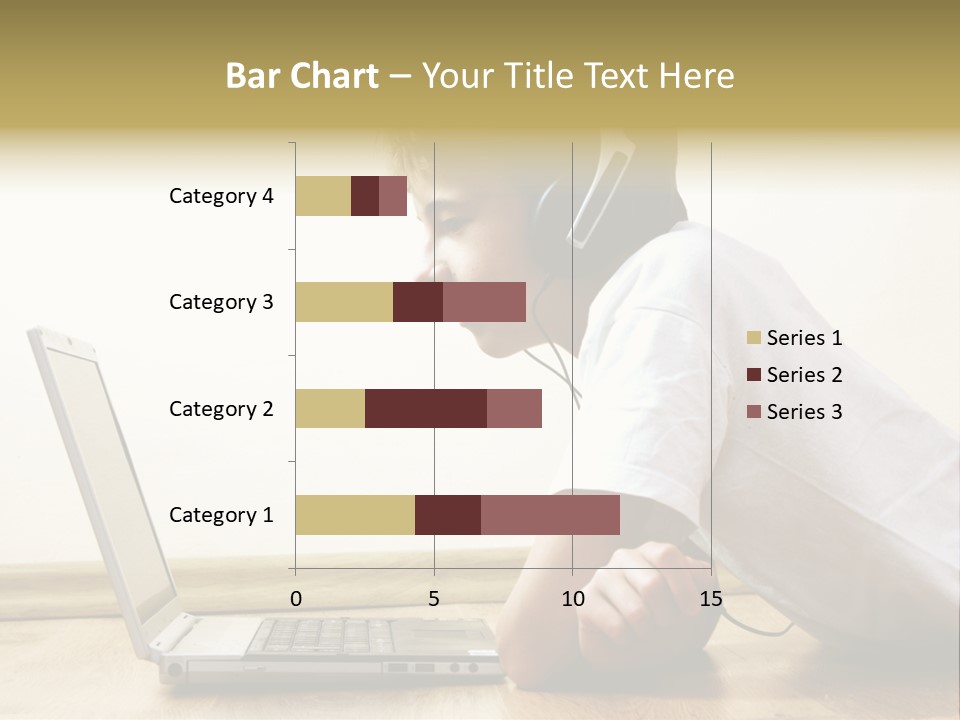 Boy Spending Time With Notebook And Modern Technology PowerPoint Template