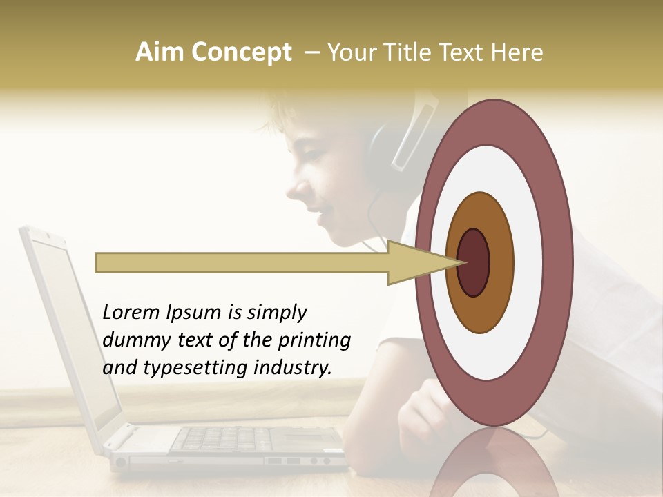 Boy Spending Time With Notebook And Modern Technology PowerPoint Template