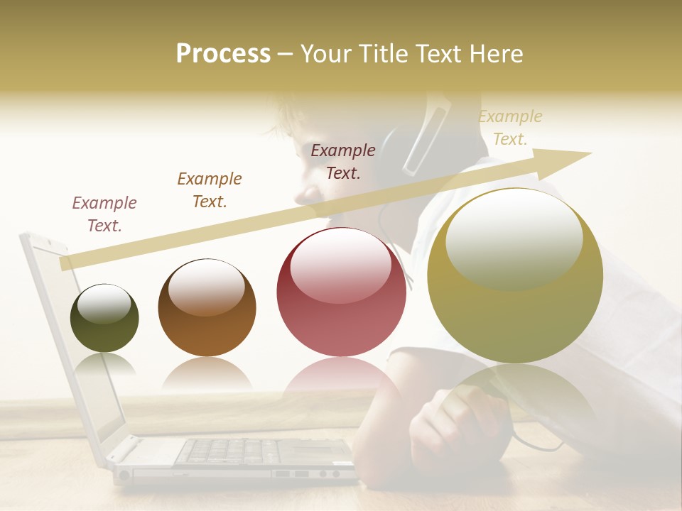 Boy Spending Time With Notebook And Modern Technology PowerPoint Template