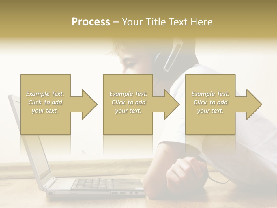 Boy Spending Time With Notebook And Modern Technology PowerPoint Template