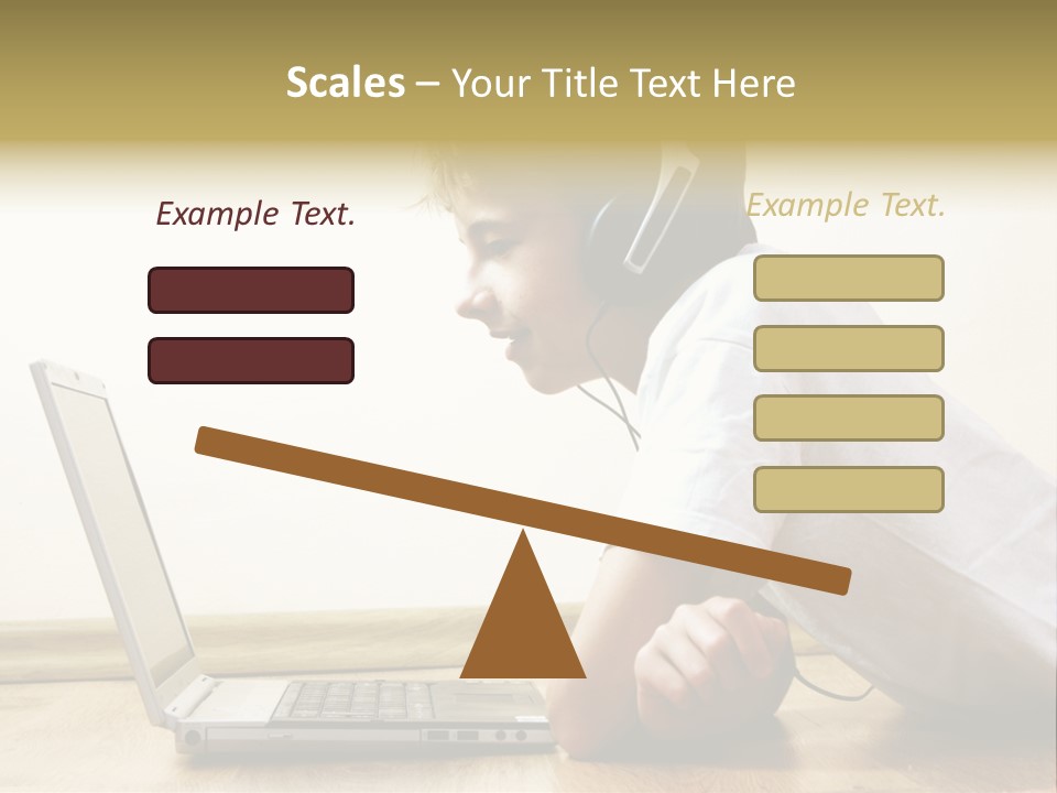 Boy Spending Time With Notebook And Modern Technology PowerPoint Template
