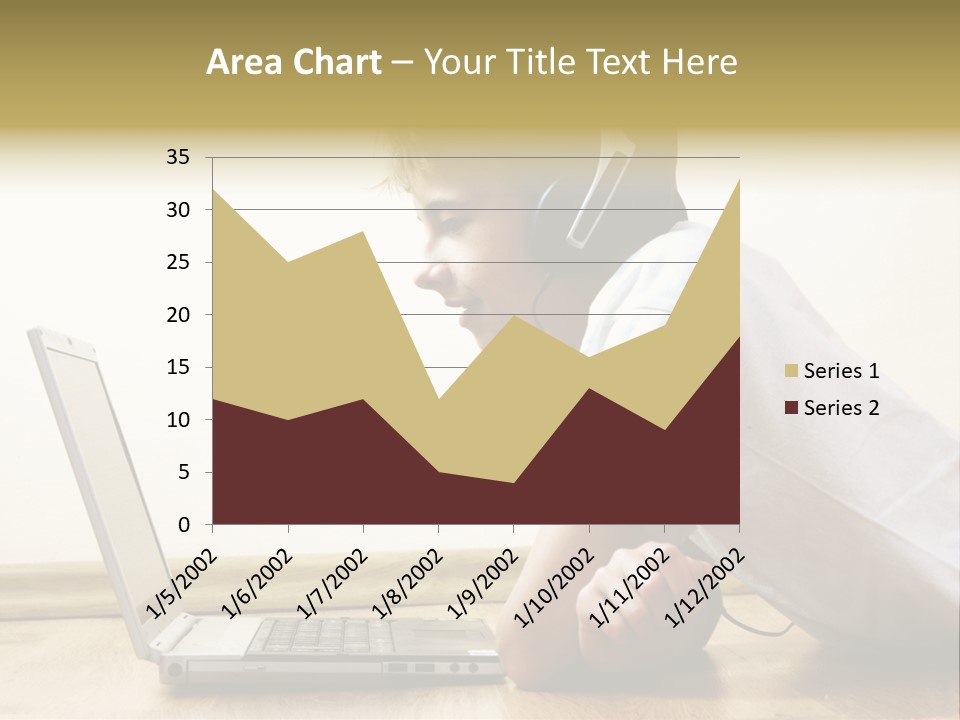 Boy Spending Time With Notebook And Modern Technology PowerPoint Template