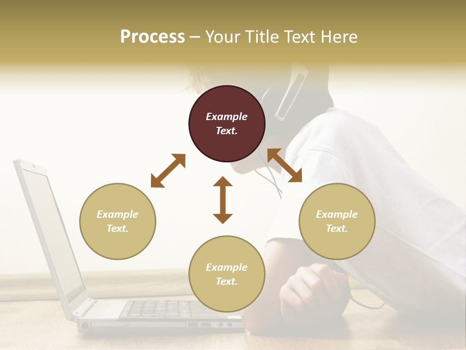 Boy Spending Time With Notebook And Modern Technology PowerPoint Template