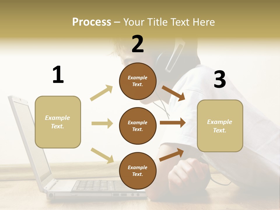 Boy Spending Time With Notebook And Modern Technology PowerPoint Template