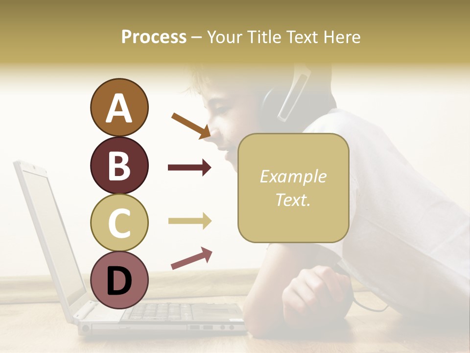 Boy Spending Time With Notebook And Modern Technology PowerPoint Template