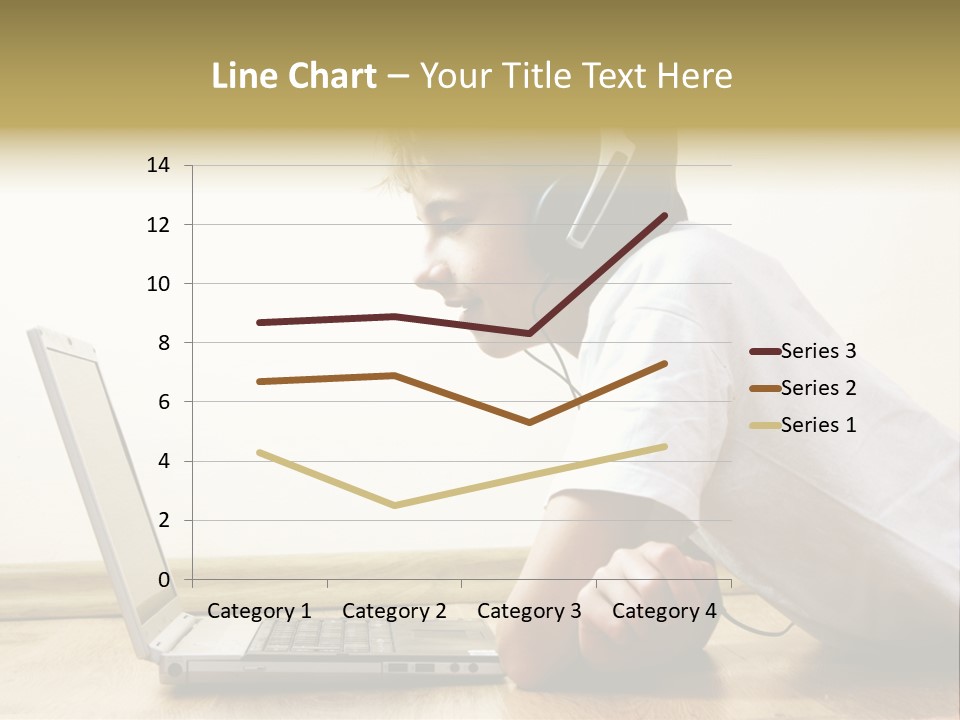 Boy Spending Time With Notebook And Modern Technology PowerPoint Template