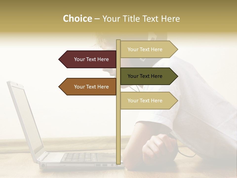 Boy Spending Time With Notebook And Modern Technology PowerPoint Template