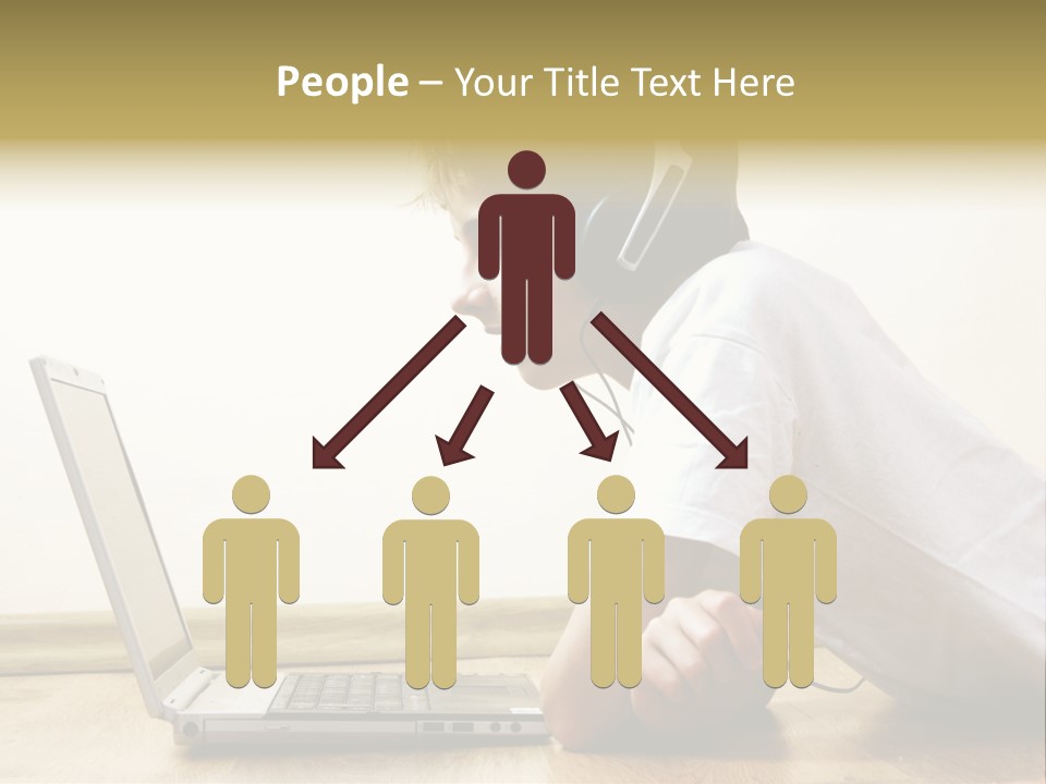 Boy Spending Time With Notebook And Modern Technology PowerPoint Template