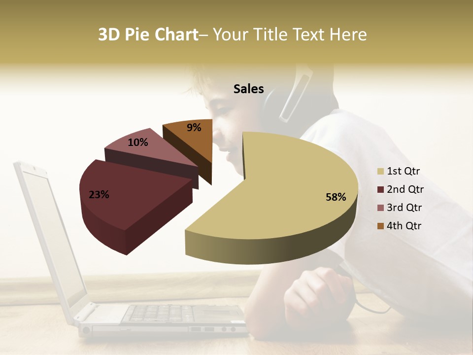 Boy Spending Time With Notebook And Modern Technology PowerPoint Template