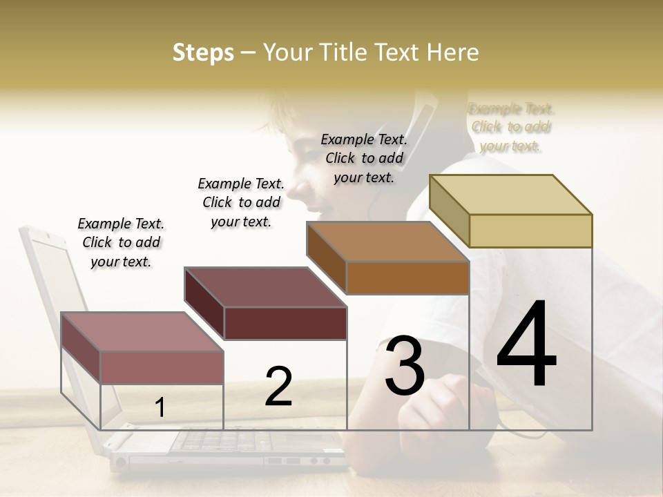 Boy Spending Time With Notebook And Modern Technology PowerPoint Template