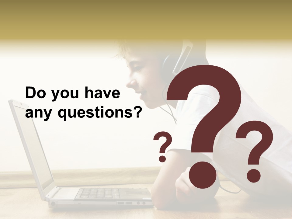 Boy Spending Time With Notebook And Modern Technology PowerPoint Template