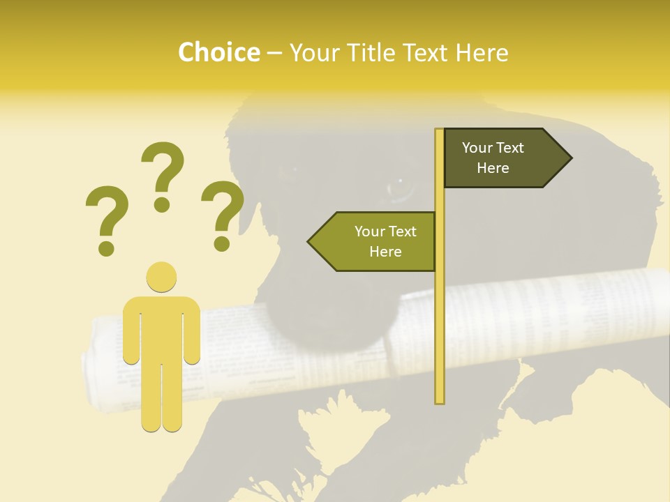 Black Dog With Rolled Up Newspaper PowerPoint Template