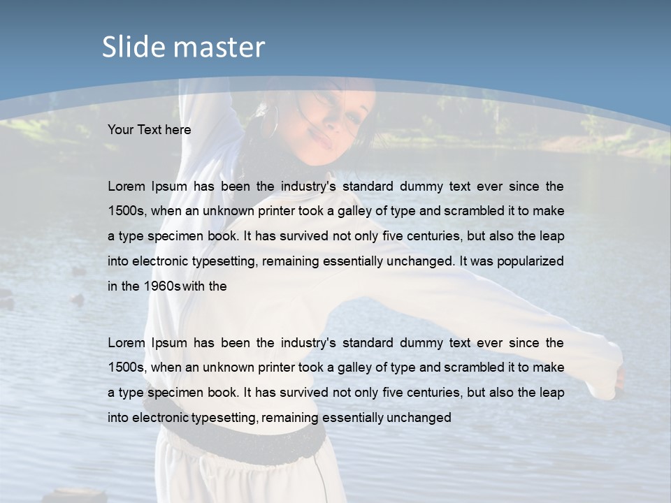 Young Sporty Woman Fromt Of A Lake PowerPoint Template