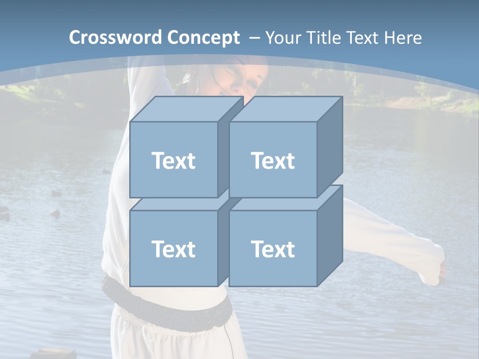 Young Sporty Woman Fromt Of A Lake PowerPoint Template