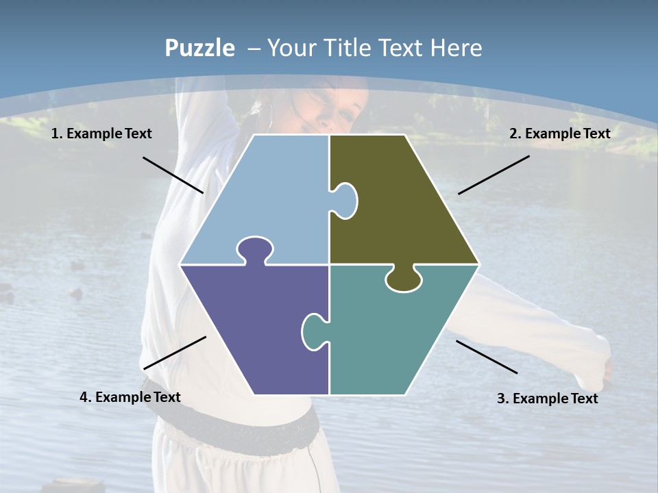 Young Sporty Woman Fromt Of A Lake PowerPoint Template