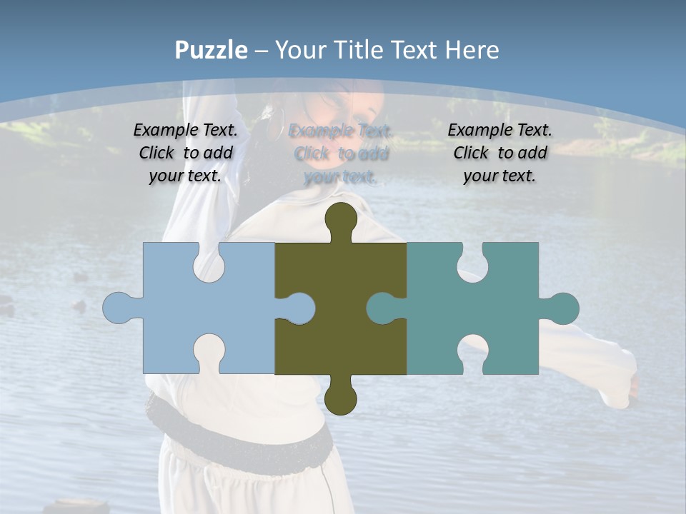 Young Sporty Woman Fromt Of A Lake PowerPoint Template