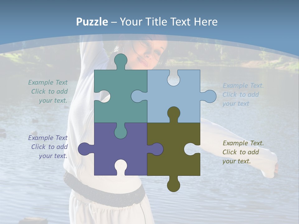 Young Sporty Woman Fromt Of A Lake PowerPoint Template