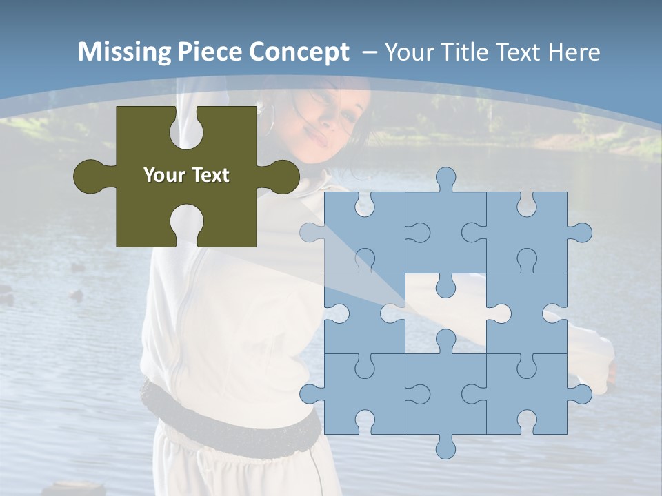 Young Sporty Woman Fromt Of A Lake PowerPoint Template