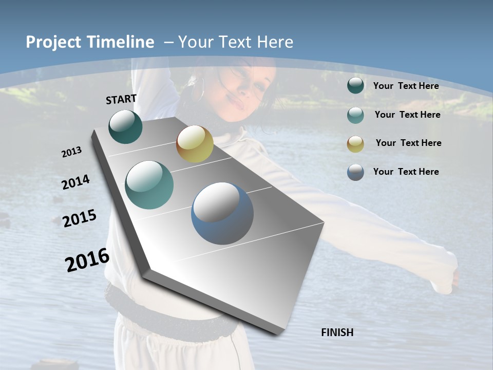 Young Sporty Woman Fromt Of A Lake PowerPoint Template