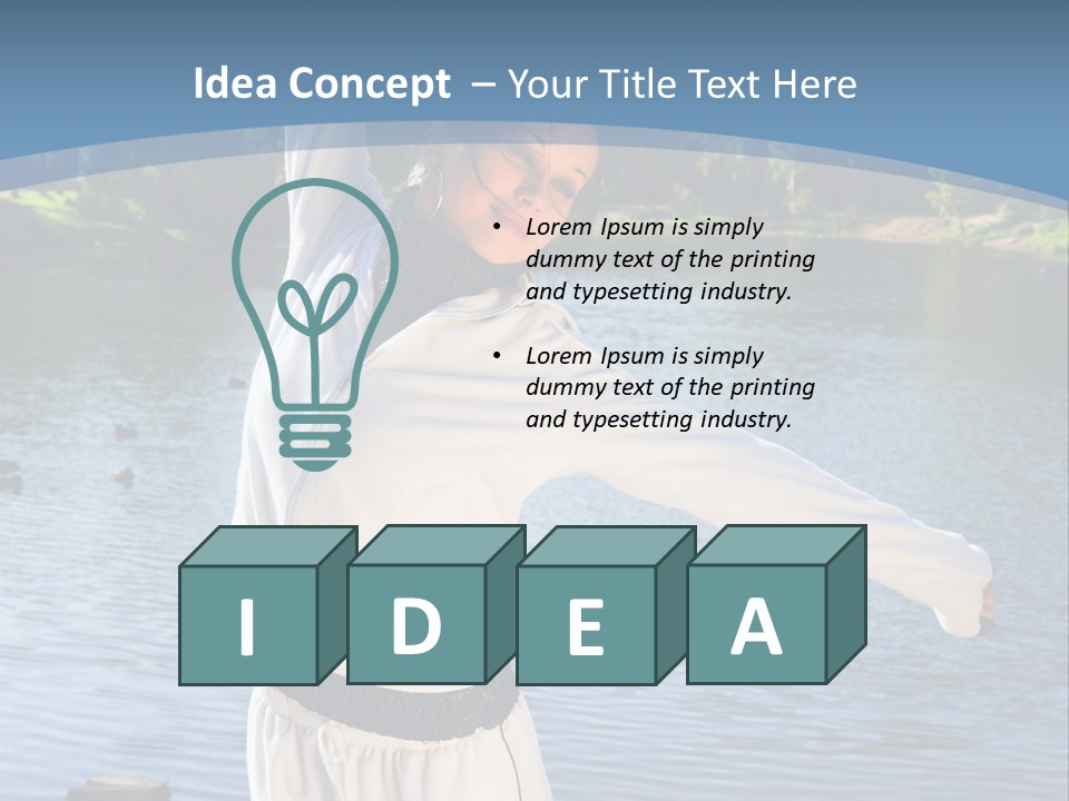 Young Sporty Woman Fromt Of A Lake PowerPoint Template