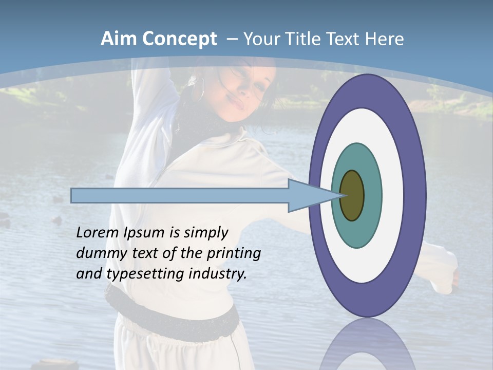 Young Sporty Woman Fromt Of A Lake PowerPoint Template