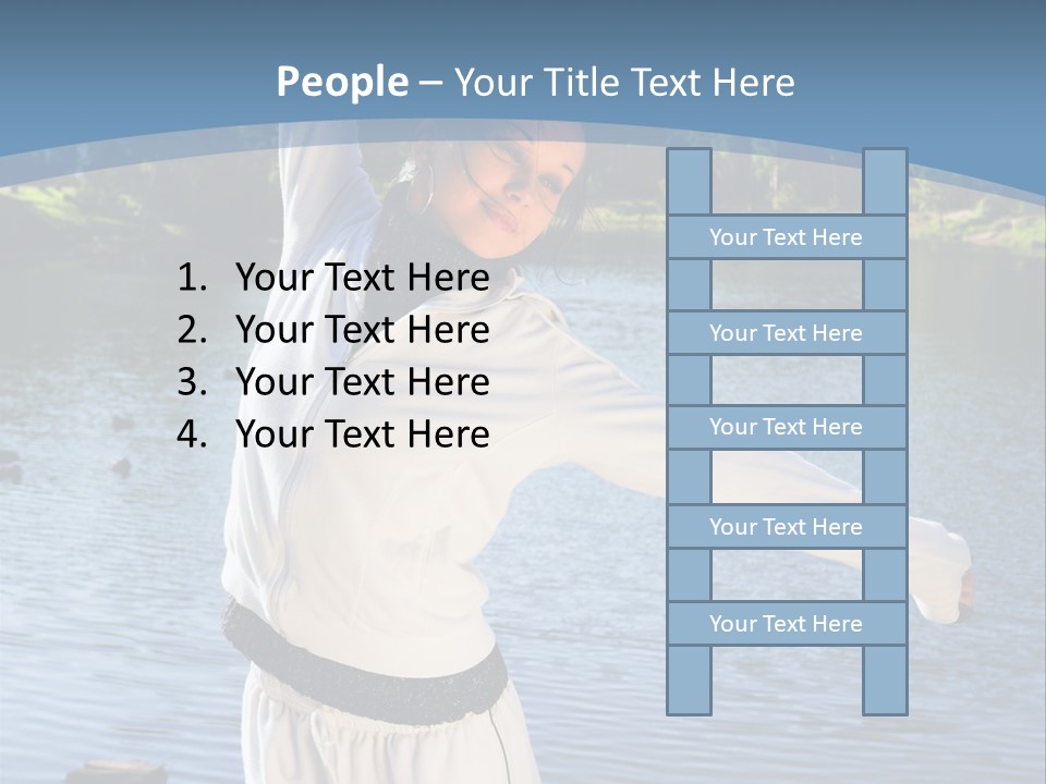 Young Sporty Woman Fromt Of A Lake PowerPoint Template