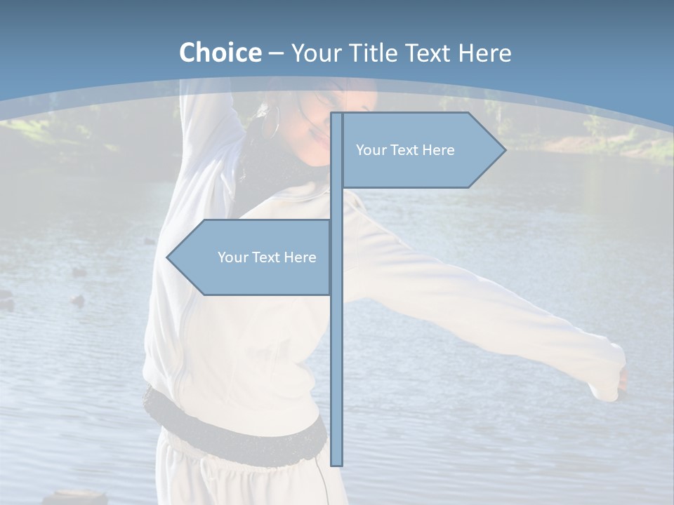 Young Sporty Woman Fromt Of A Lake PowerPoint Template