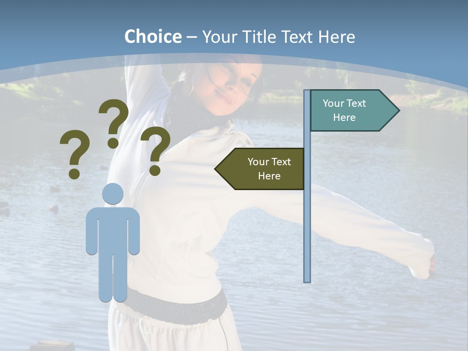 Young Sporty Woman Fromt Of A Lake PowerPoint Template