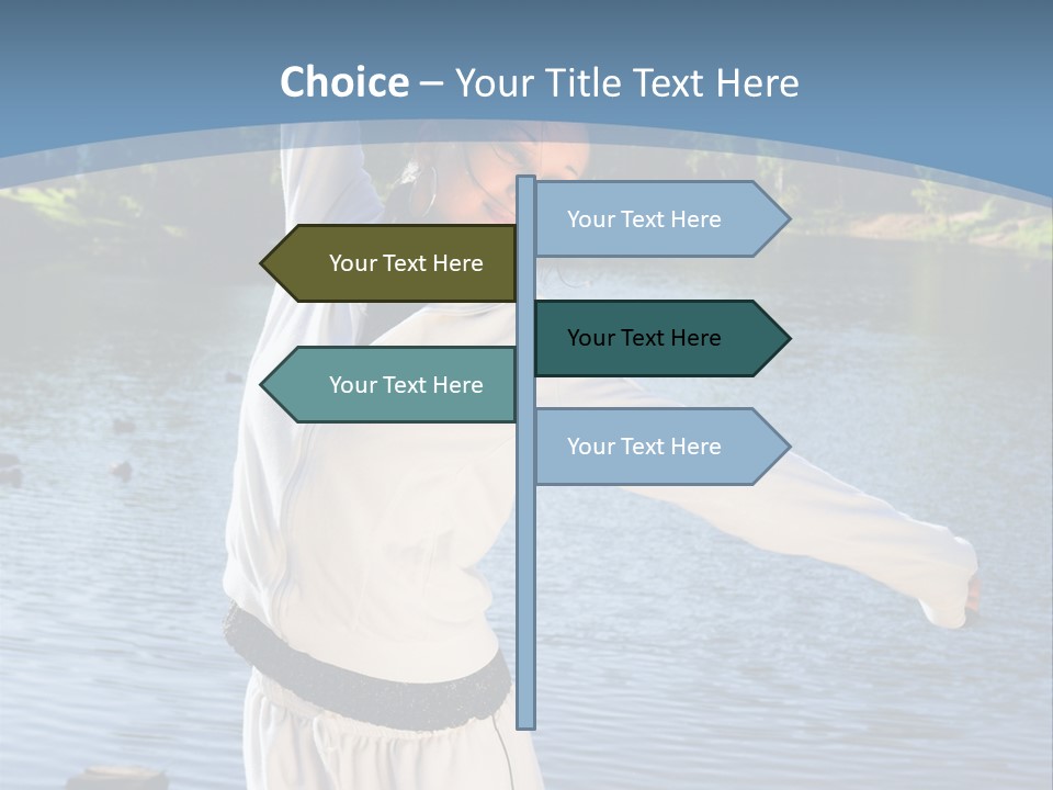 Young Sporty Woman Fromt Of A Lake PowerPoint Template