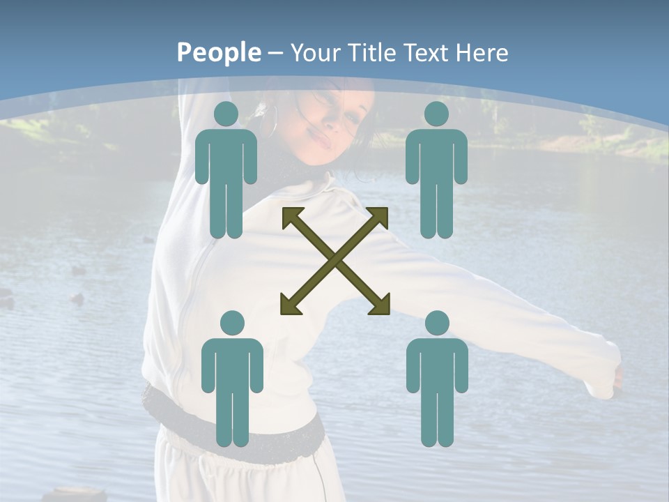 Young Sporty Woman Fromt Of A Lake PowerPoint Template