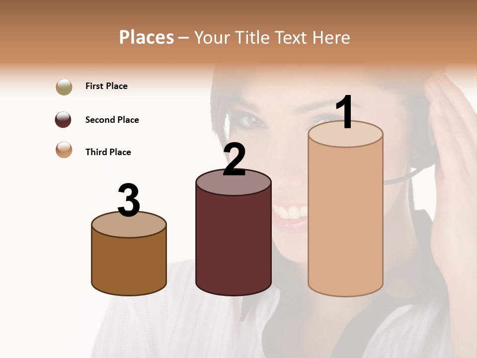 Customer Representative With Headset Smiling During A Telephone Conversation PowerPoint Template