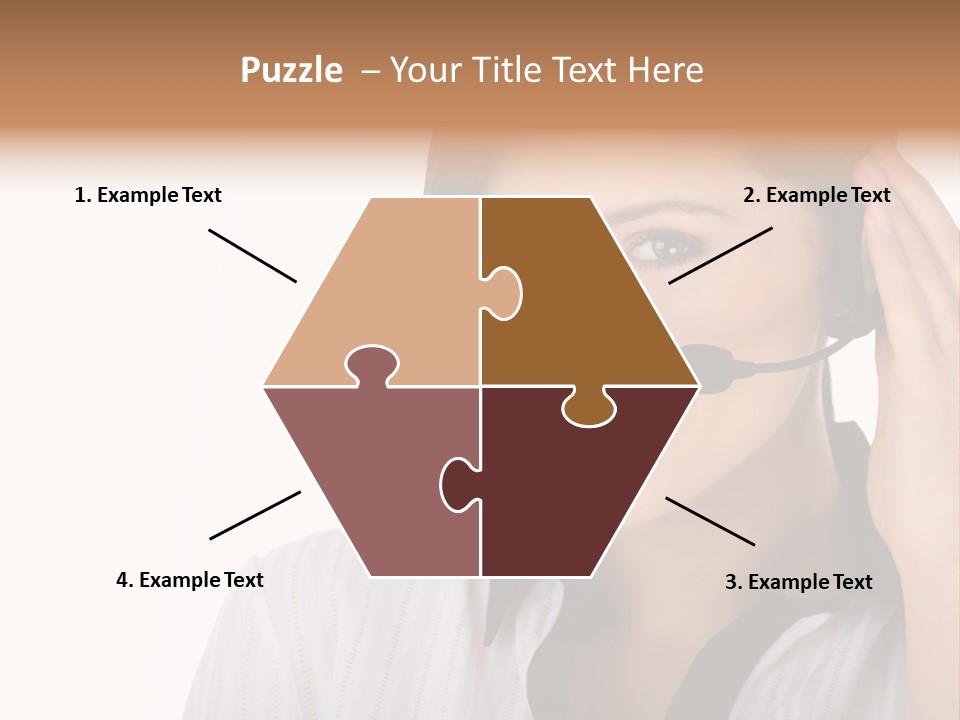 Customer Representative With Headset Smiling During A Telephone Conversation PowerPoint Template